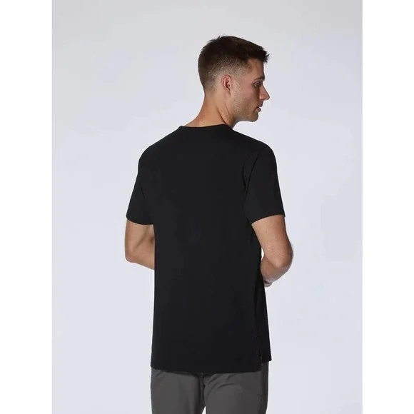 Cuts Clothing Men's Split Hem Crew Neck 4 Way Stretch Tee T-Shirt in Black - Picture 3 of 8